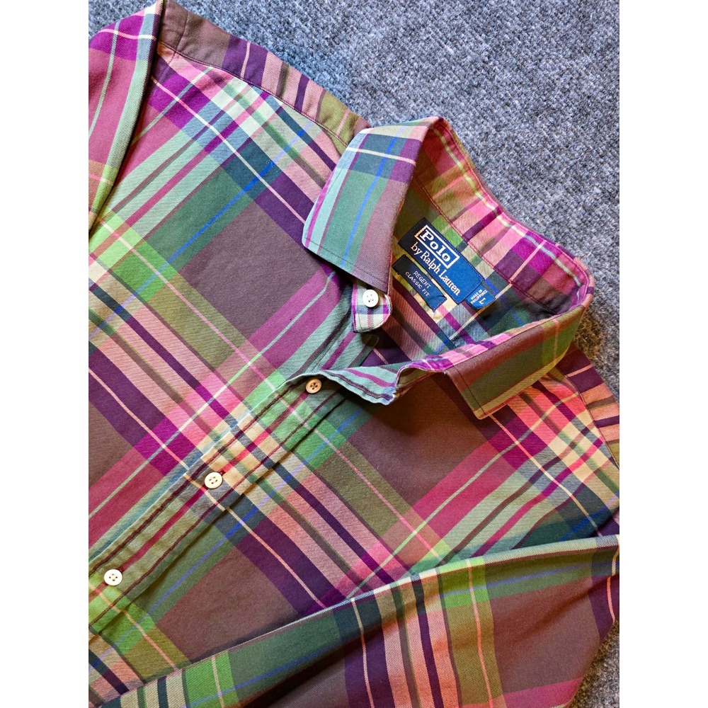 Polo Ralph Lauren Plaid Western Shirt Men’s Large Regent Classic Fit Multicolor